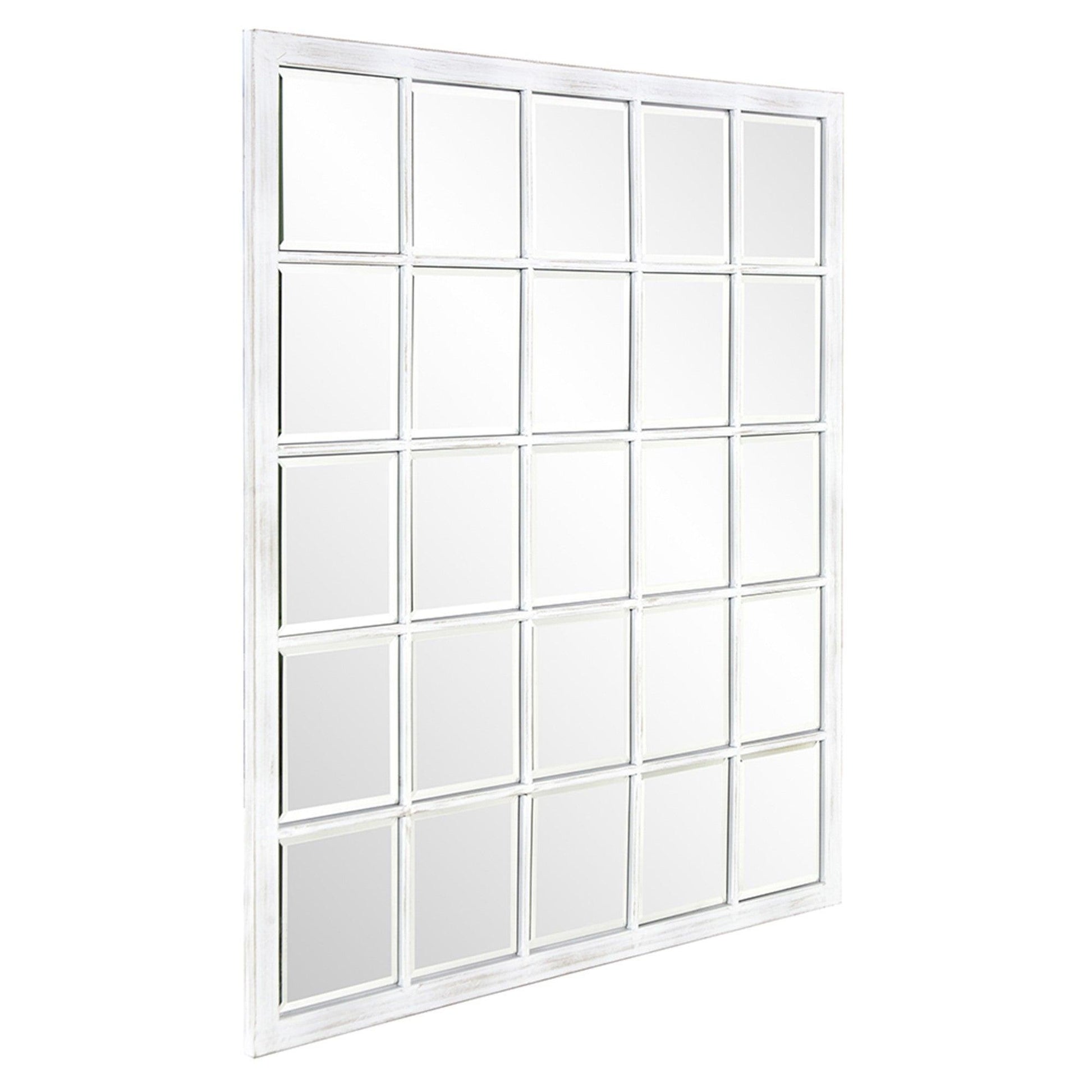 Rectangular Whitewash Window Pane Tile Mirror - AFS