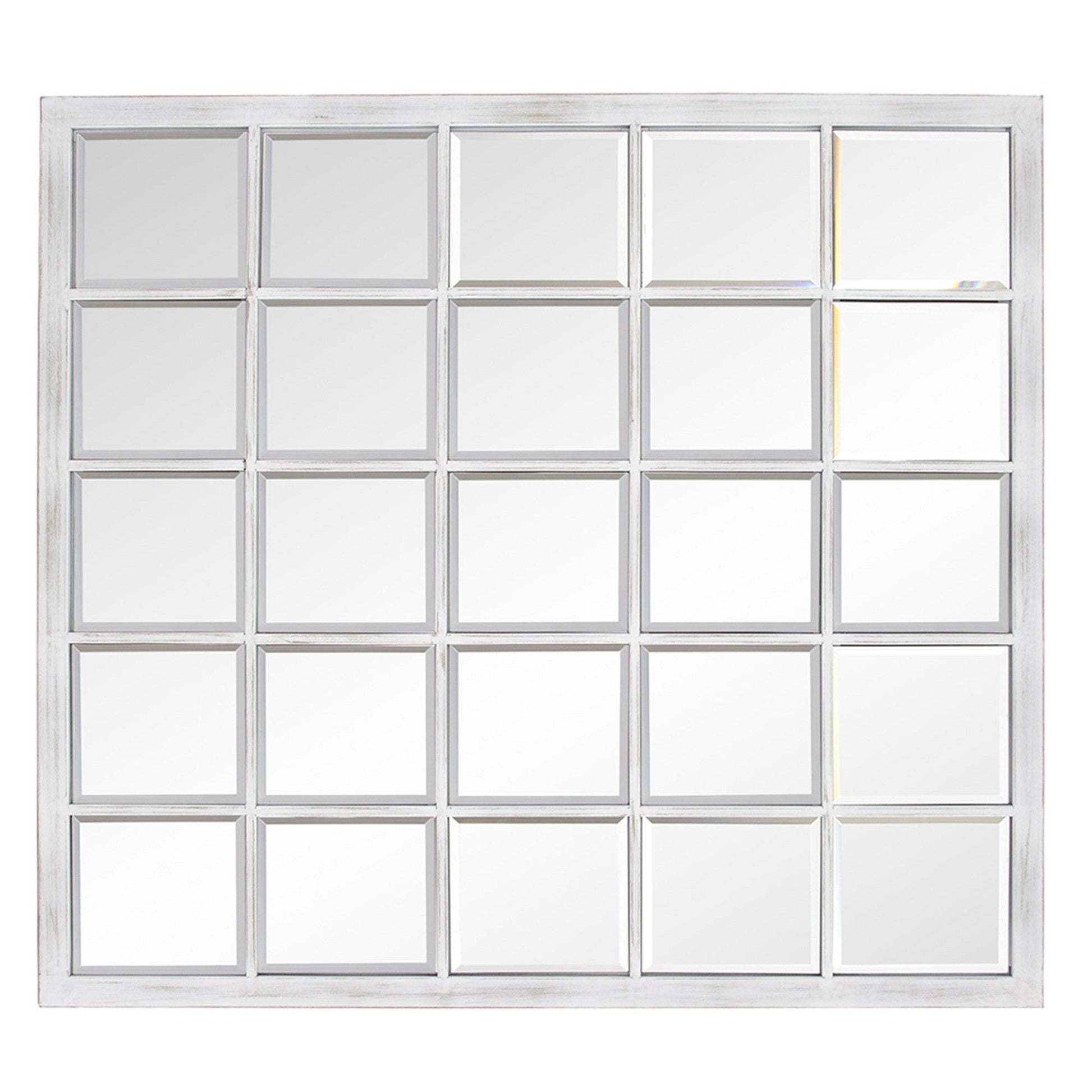 Rectangular Whitewash Window Pane Tile Mirror - AFS