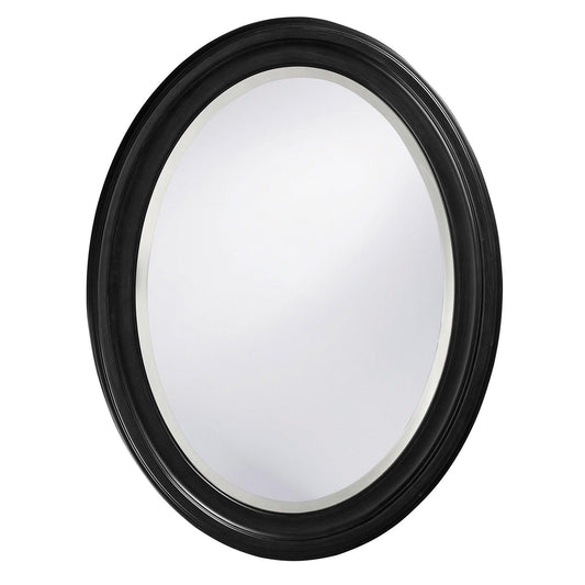 Oval Shaped Black Wood Frame Mirror - AFS