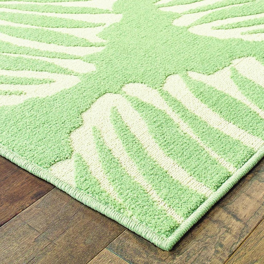 9' x 12' Tropical Light Green Ivory Palms Indoor Outdoor Rug - AFS