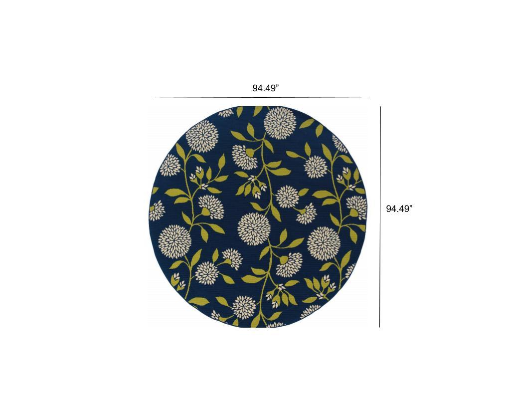 4' x 6' Indigo and Lime Green Floral Indoor Outdoor Area Rug - AFS