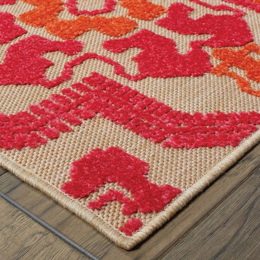 7' x 10' Pink and Orange Medallion Indoor Outdoor Area Rug - AFS