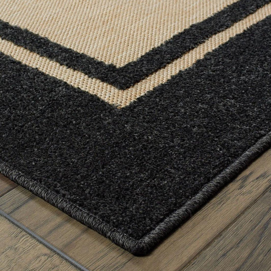 3' x 6' Sand and Black Border Indoor Outdoor Area Rug - AFS