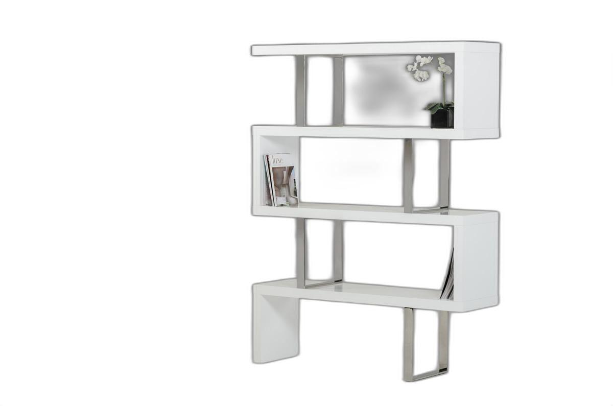 Contemporary High Gloss White Zig Zag Bookcase - AFS