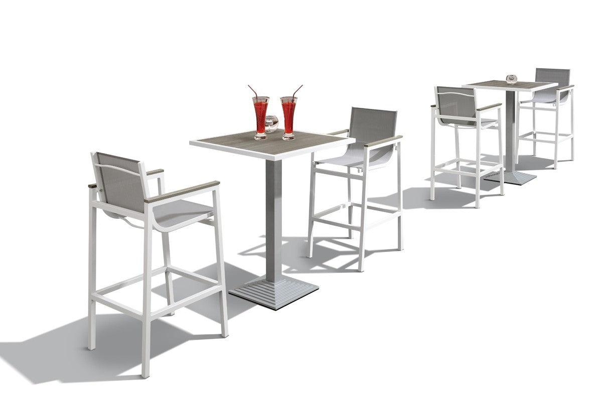 3 piece Modern White and Gray Outdoor Bar Set - AFS