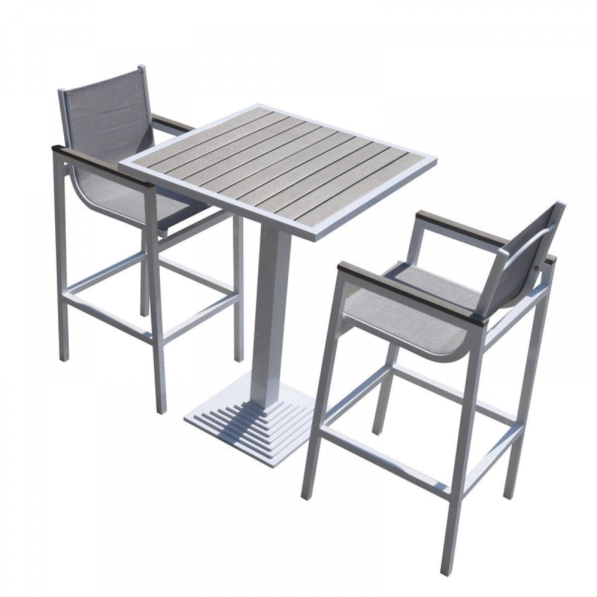 3 piece Modern White and Gray Outdoor Bar Set - AFS