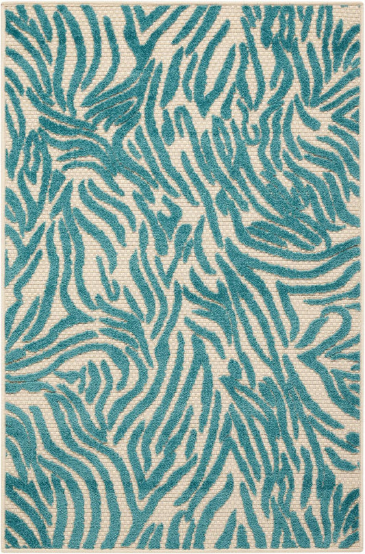 8' x 11' Aqua Abstract Indoor Outdoor Area Rug - AFS