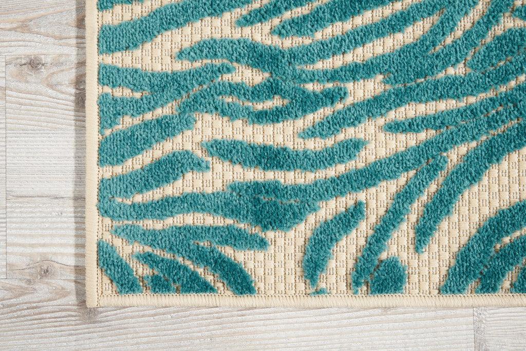 8' x 11' Aqua Abstract Indoor Outdoor Area Rug - AFS