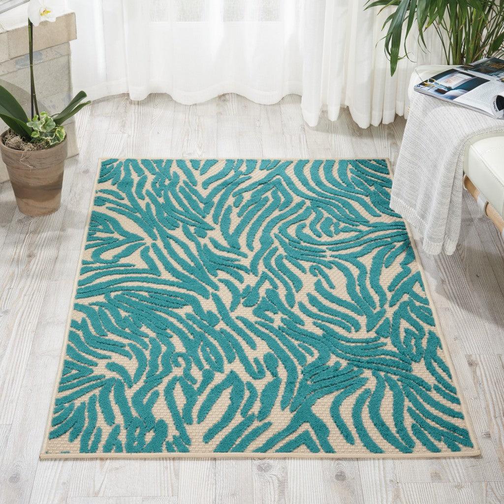 8' x 11' Aqua Abstract Indoor Outdoor Area Rug - AFS