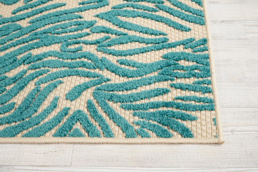 8' x 11' Aqua Abstract Indoor Outdoor Area Rug - AFS