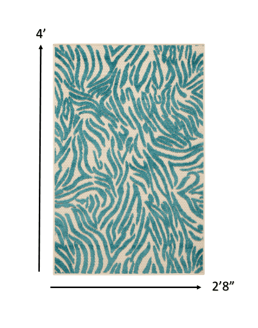 8' x 11' Aqua Abstract Indoor Outdoor Area Rug - AFS