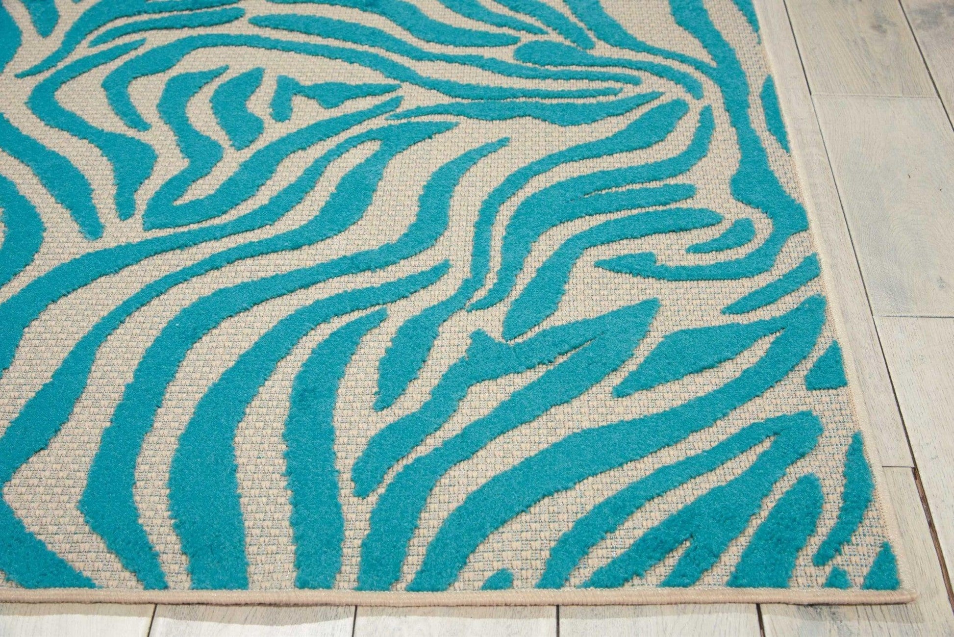 8' x 11' Aqua Abstract Indoor Outdoor Area Rug - AFS