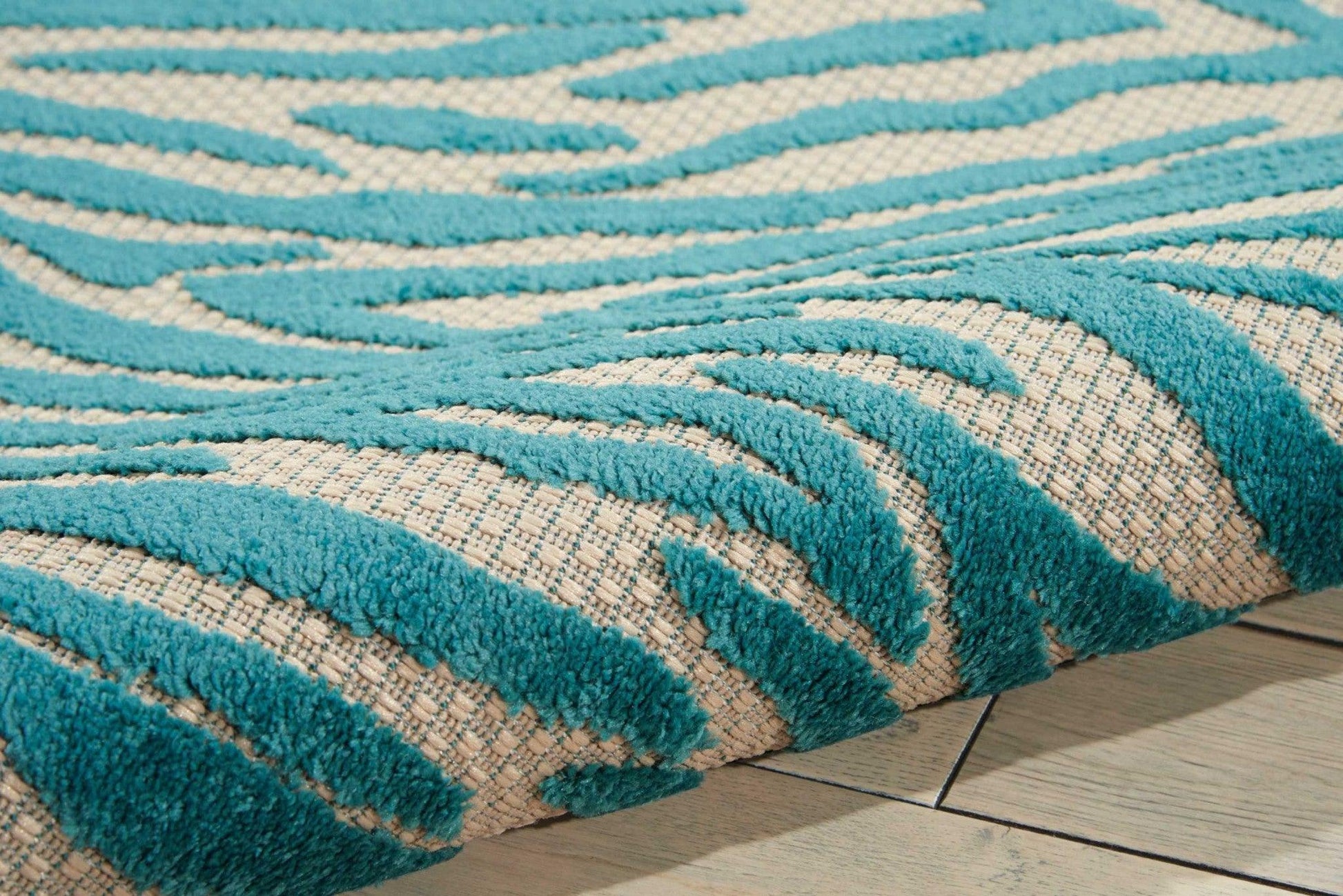 8' x 11' Aqua Abstract Indoor Outdoor Area Rug - AFS