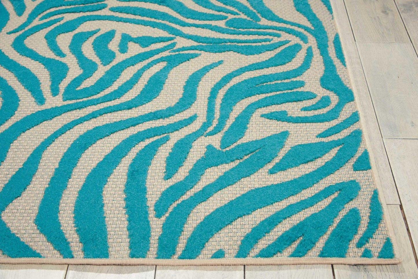 8' x 11' Aqua Abstract Indoor Outdoor Area Rug - AFS