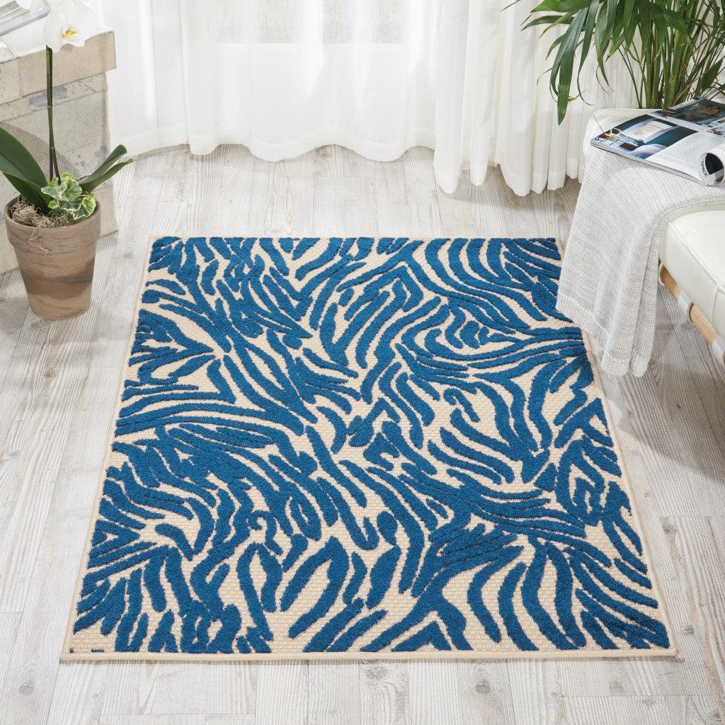 3' x 4' Tropical Blue Abstract Indoor Outdoor Area Rug - AFS