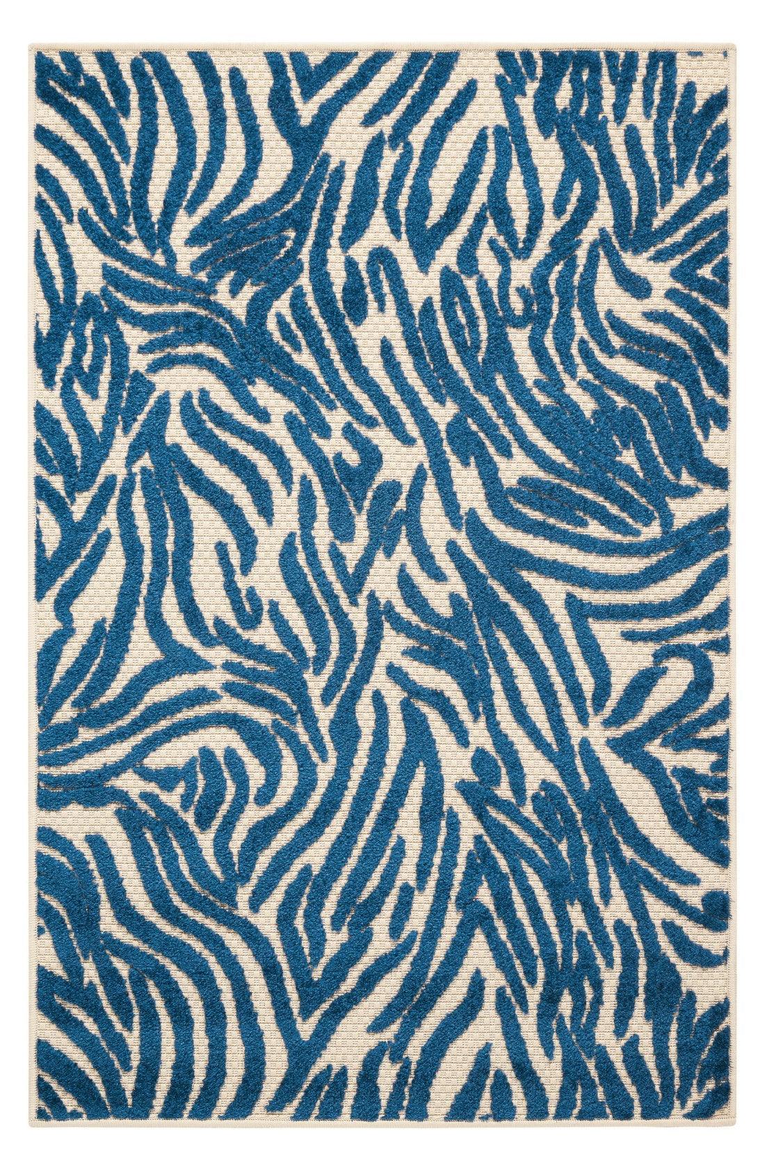 3' x 4' Tropical Blue Abstract Indoor Outdoor Area Rug - AFS