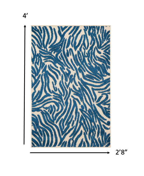 3' x 4' Tropical Blue Abstract Indoor Outdoor Area Rug - AFS