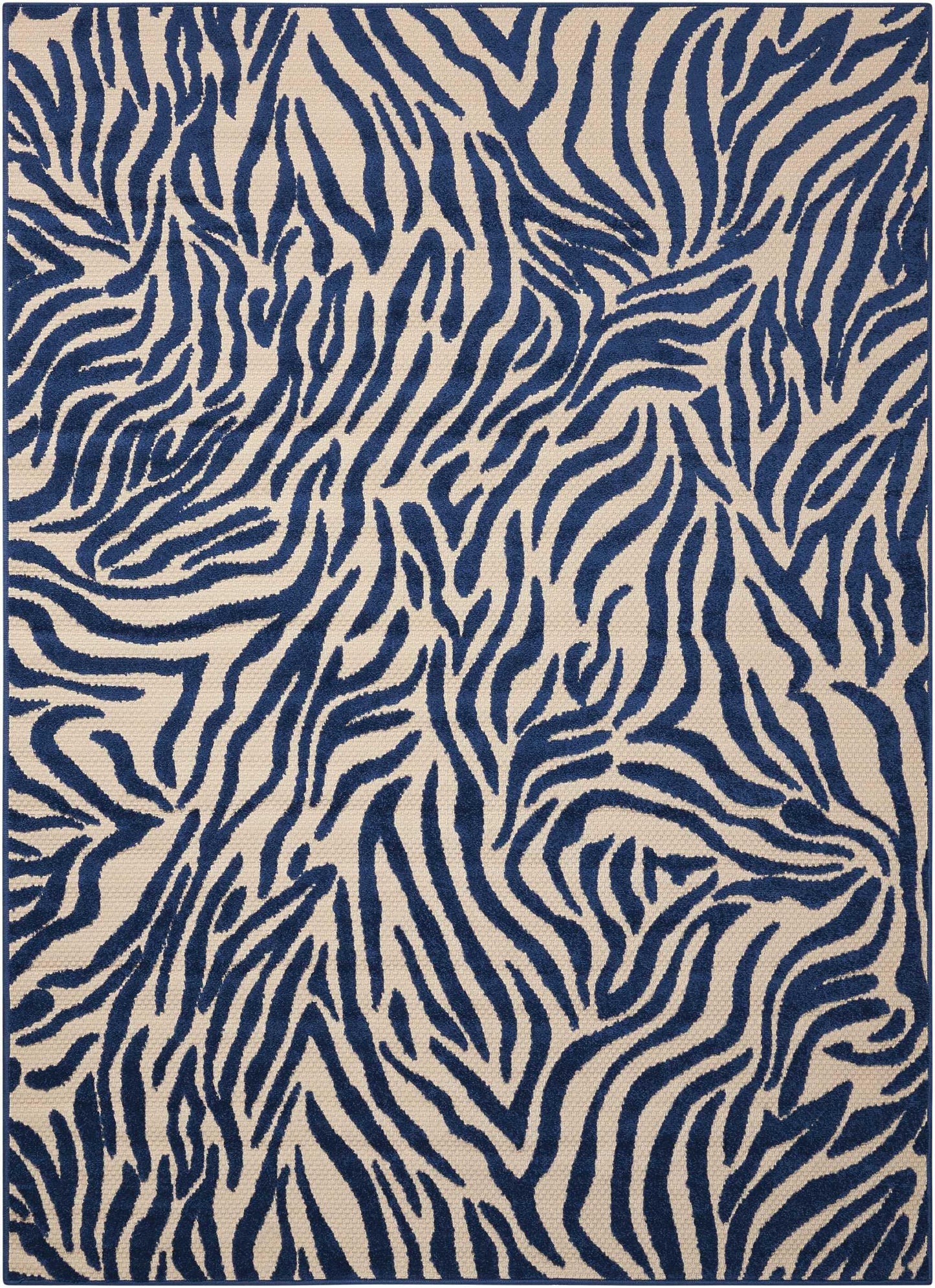 4? x 6? Navy Zebra Pattern Indoor Outdoor Area Rug - AFS