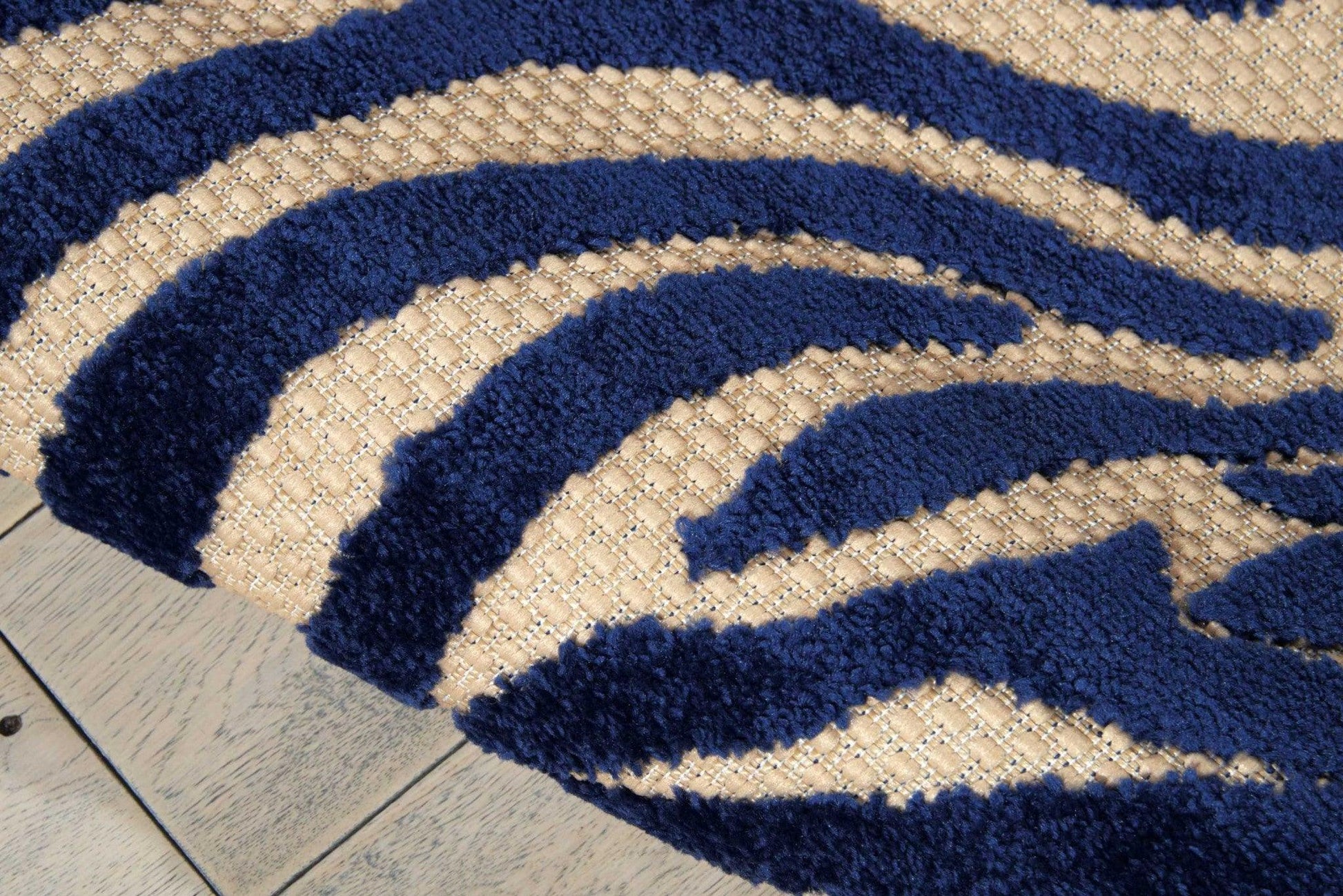 4? x 6? Navy Zebra Pattern Indoor Outdoor Area Rug - AFS