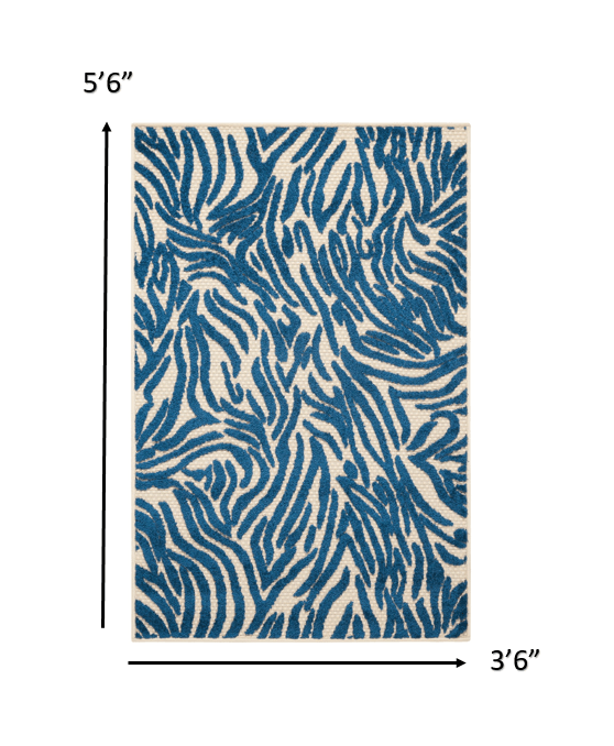 4? x 6? Navy Zebra Pattern Indoor Outdoor Area Rug - AFS