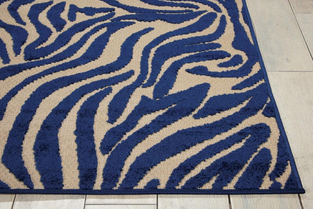 4? x 6? Navy Zebra Pattern Indoor Outdoor Area Rug - AFS