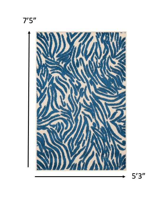 4? x 6? Navy Zebra Pattern Indoor Outdoor Area Rug - AFS