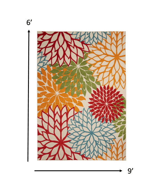 2? x 12? Green Floral Indoor Outdoor Runner Rug - AFS