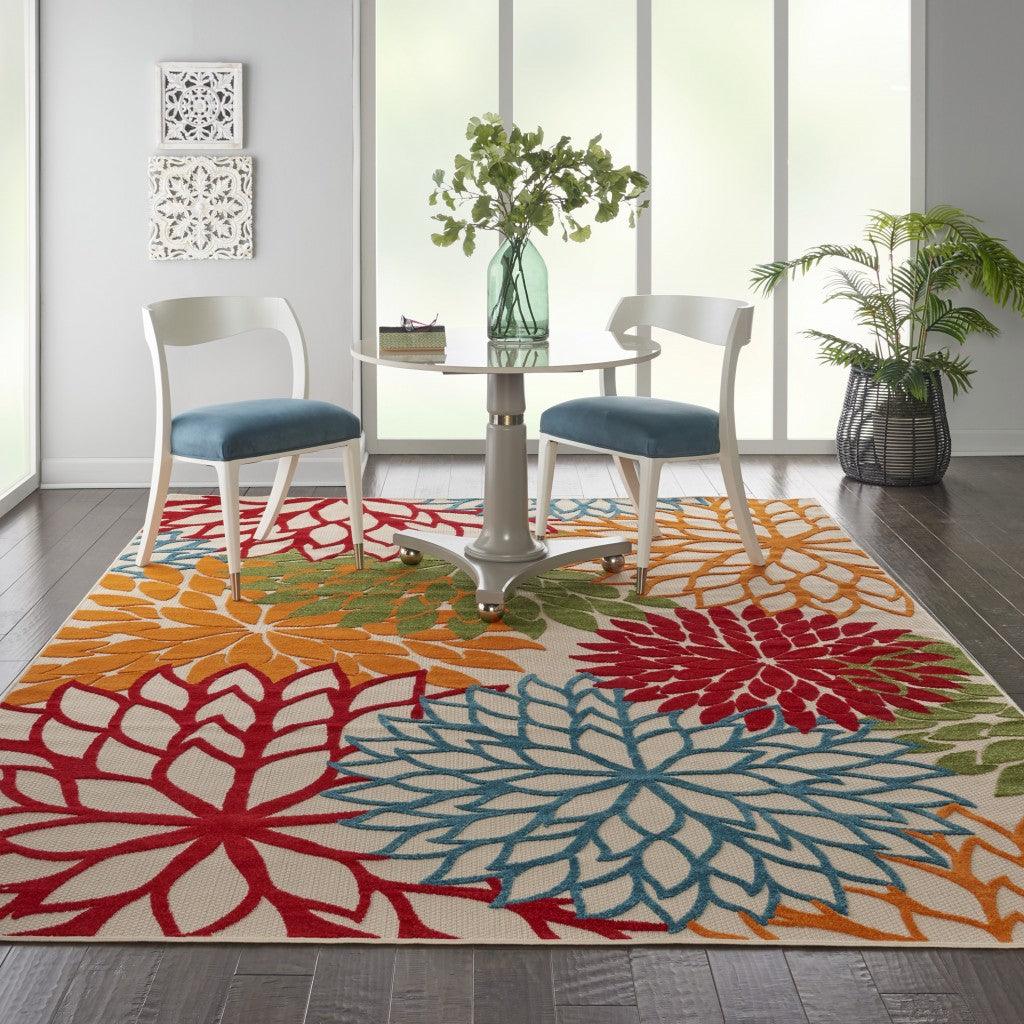 2? x 12? Green Floral Indoor Outdoor Runner Rug - AFS