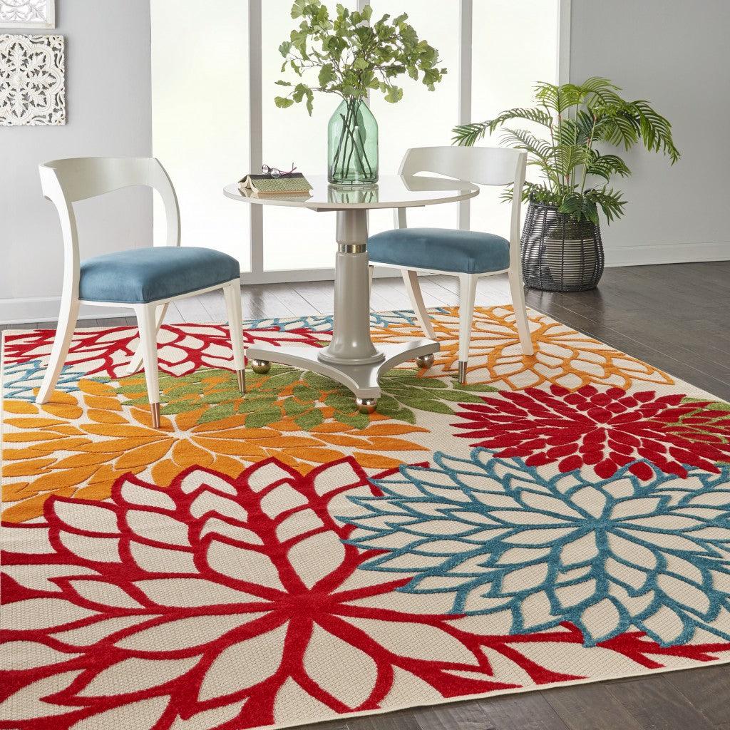 2? x 12? Green Floral Indoor Outdoor Runner Rug - AFS