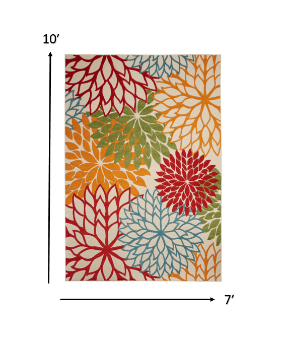 2? x 12? Green Floral Indoor Outdoor Runner Rug - AFS