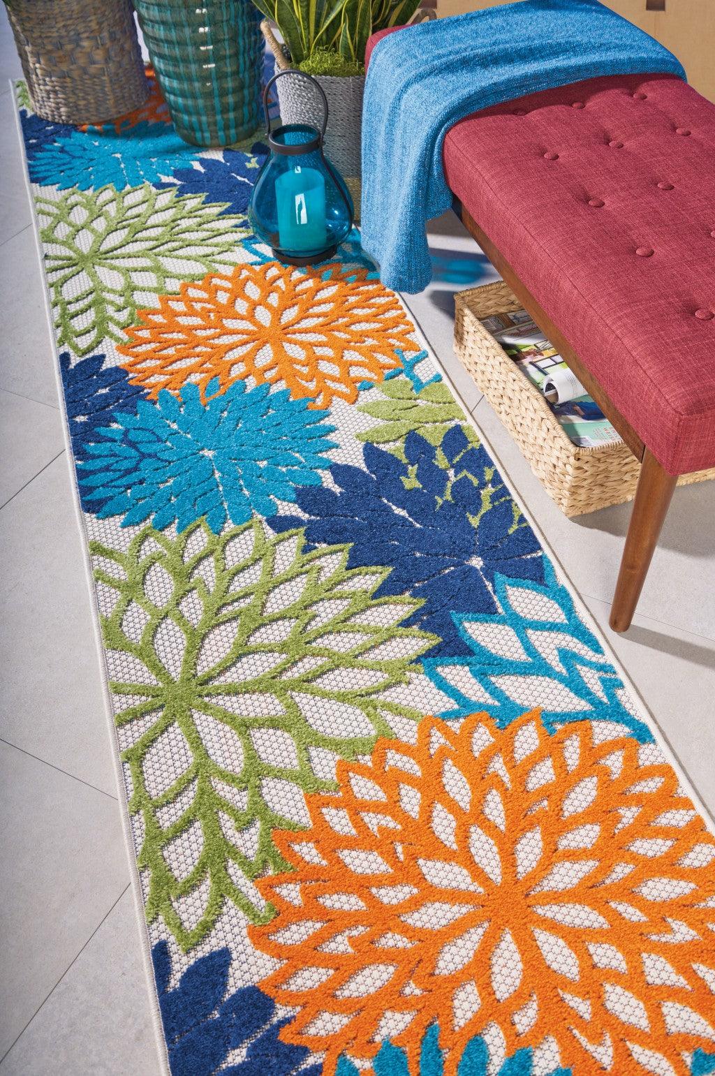 7? x 10? Multicolor Floral Indoor Outdoor Area Rug - AFS