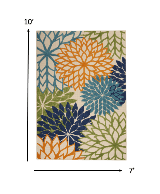 7? x 10? Multicolor Floral Indoor Outdoor Area Rug - AFS