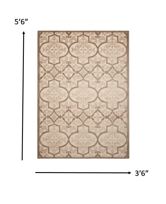 3? x 4? Navy and Beige Trellis Indoor Outdoor Area Rug - AFS