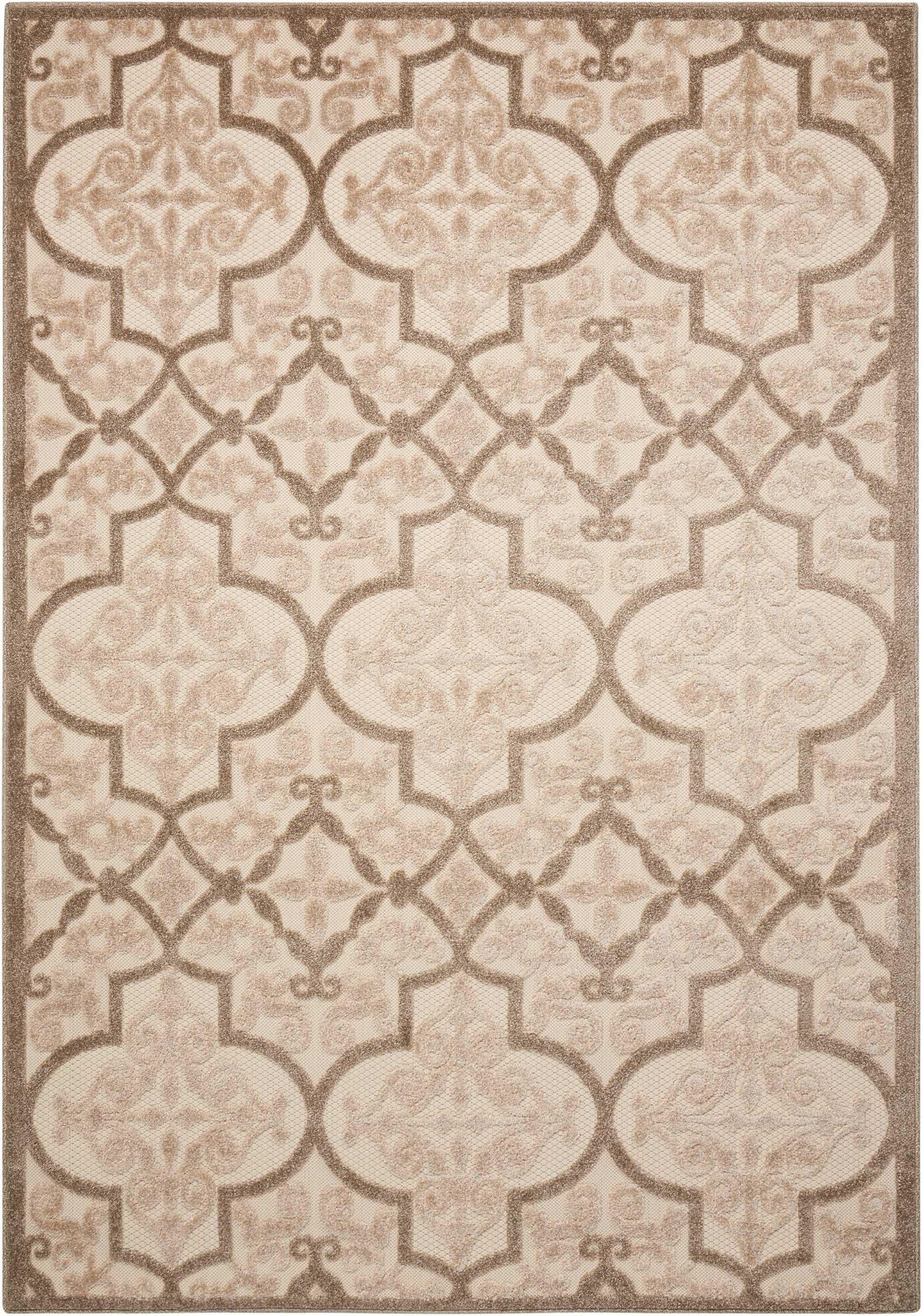 3? x 4? Navy and Beige Trellis Indoor Outdoor Area Rug - AFS