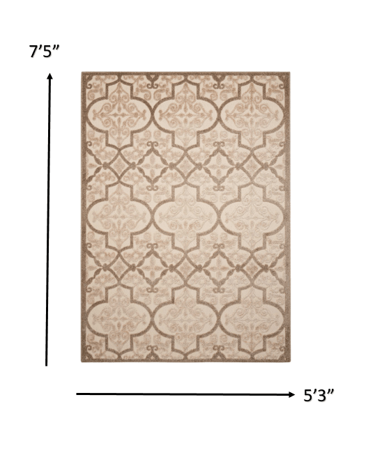 3? x 4? Navy and Beige Trellis Indoor Outdoor Area Rug - AFS