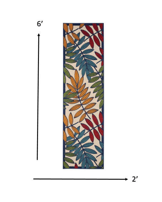 6?x 9? Multicolored Leaves Indoor Outdoor Area Rug - AFS