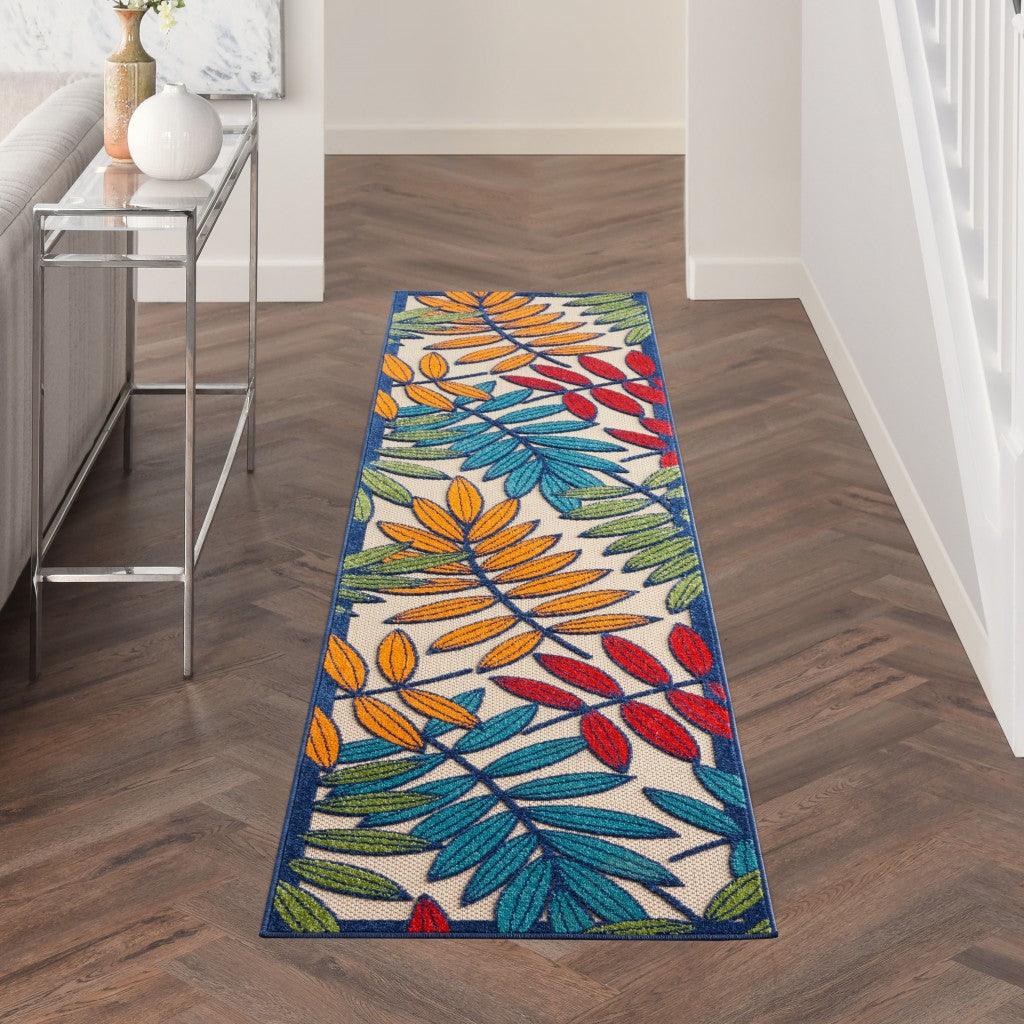 6?x 9? Multicolored Leaves Indoor Outdoor Area Rug - AFS