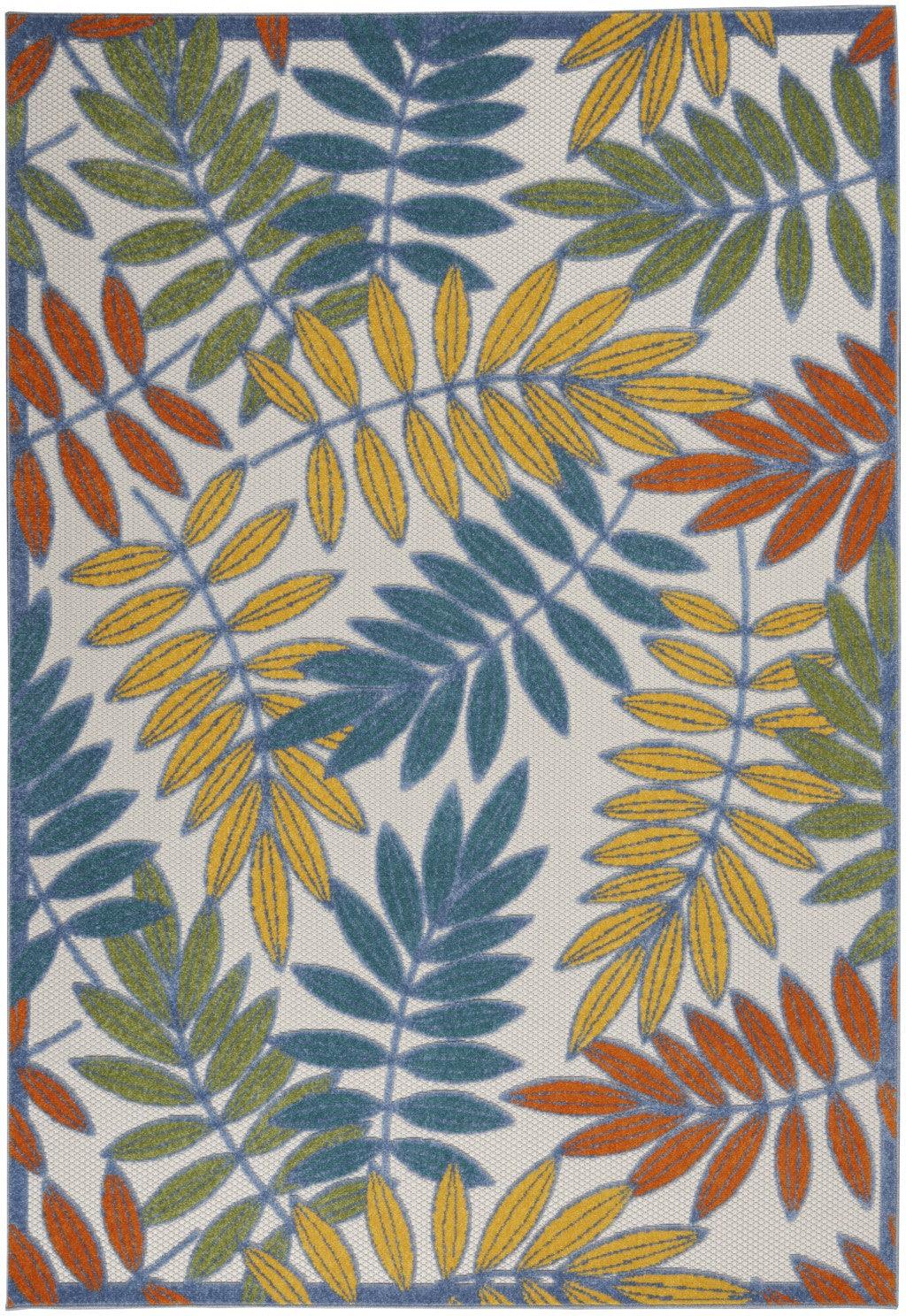 6?x 9? Multicolored Leaves Indoor Outdoor Area Rug - AFS