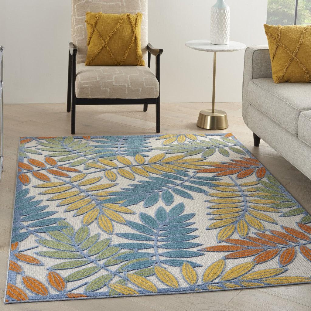 6?x 9? Multicolored Leaves Indoor Outdoor Area Rug - AFS