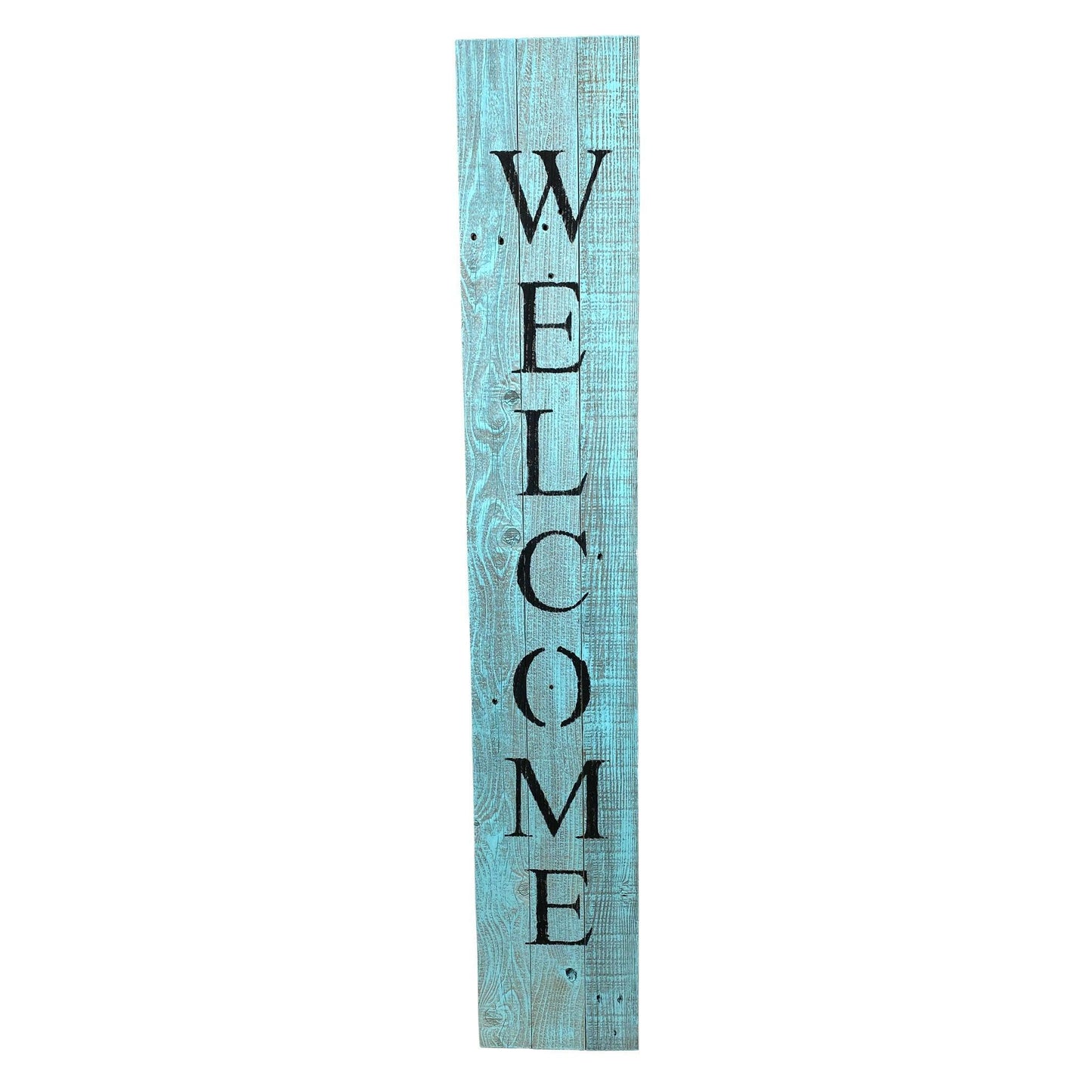 Rustic Light Aqua Blue Front Porch Welcome Sign - AFS