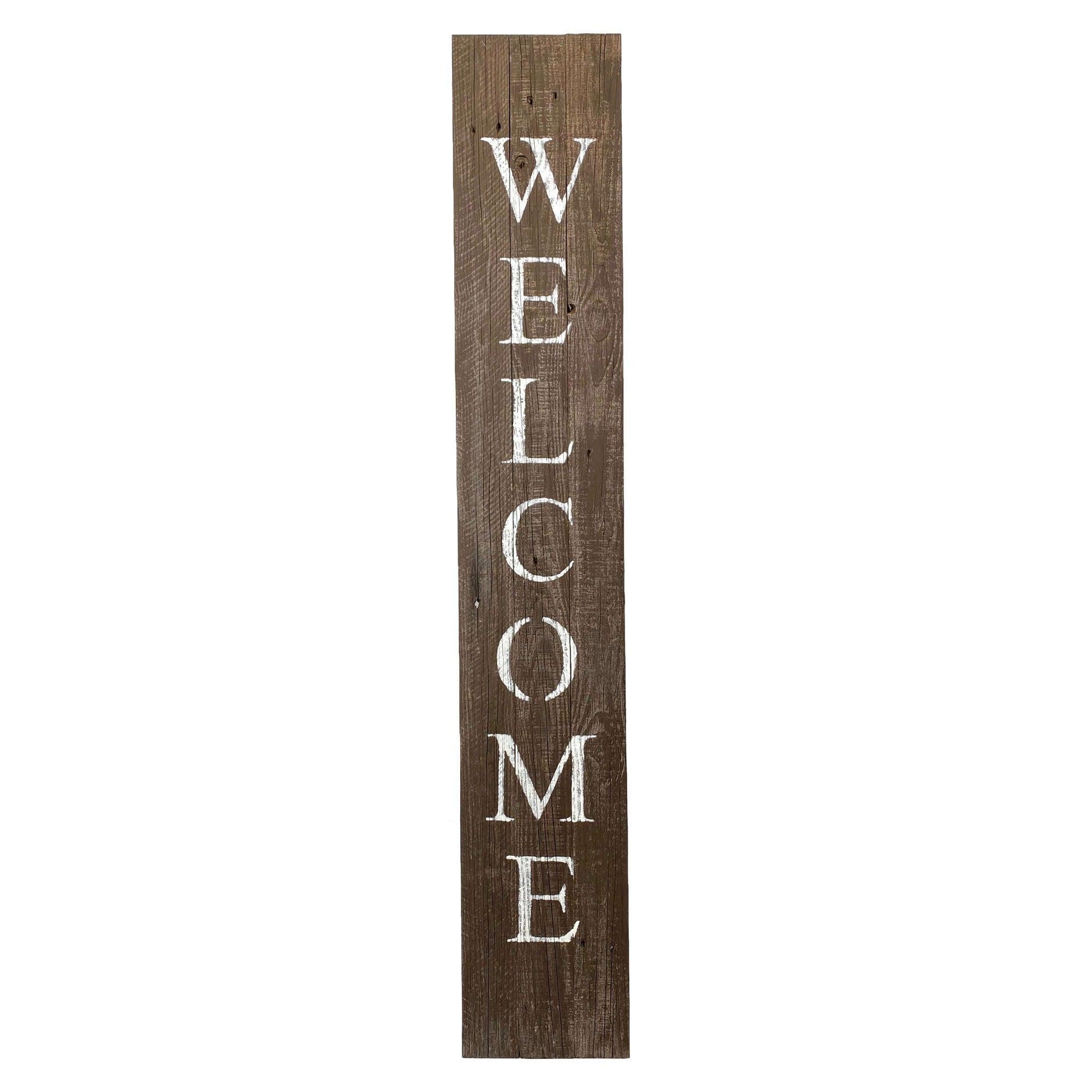 Rustic Espresso Brown and White Front Porch Welcome Sign - AFS