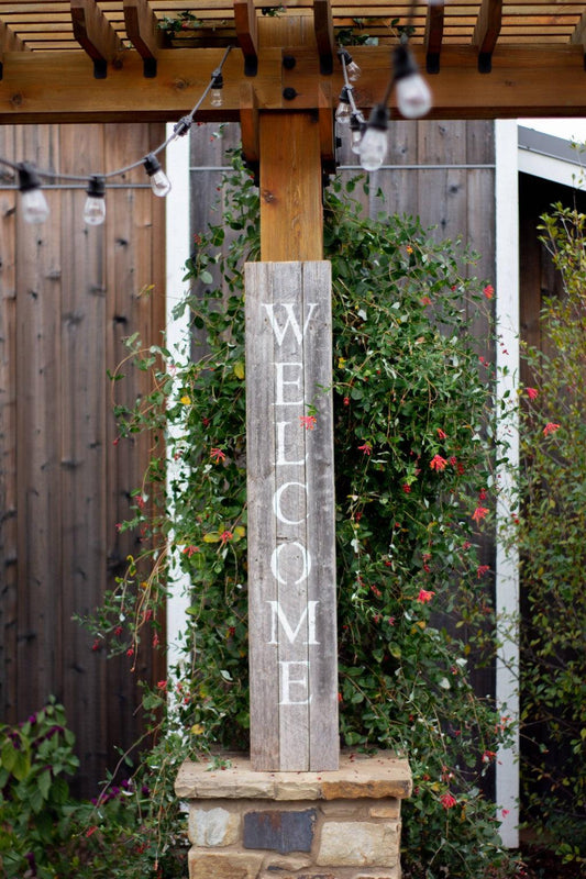 Rustic Dark Gray and White Front Porch Welcome Sign - AFS