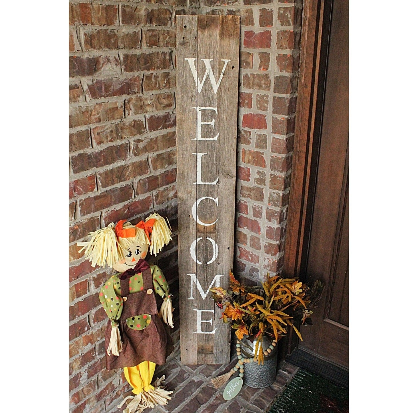 Rustic Dark Gray and White Front Porch Welcome Sign - AFS