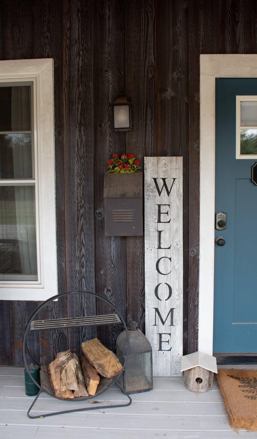 Rustic White Wash Front Porch Welcome Sign - AFS