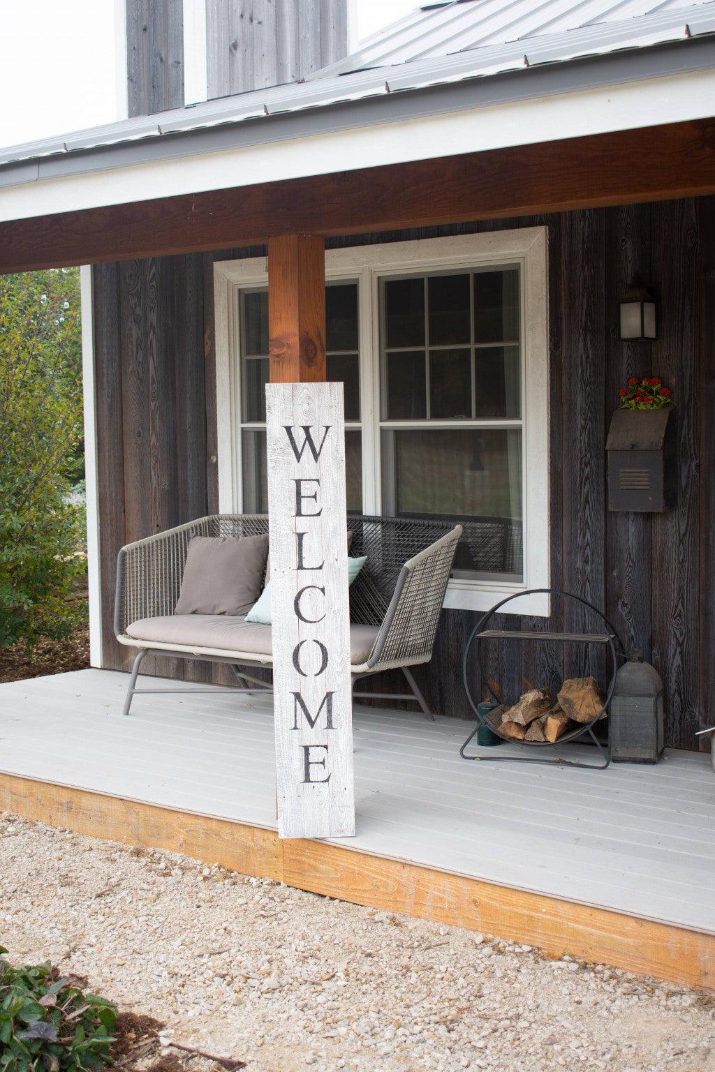 Rustic White Wash Front Porch Welcome Sign - AFS