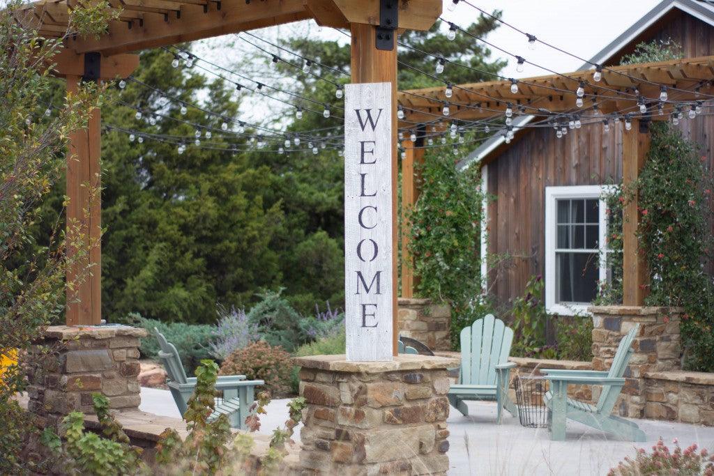 Rustic White Wash Front Porch Welcome Sign - AFS