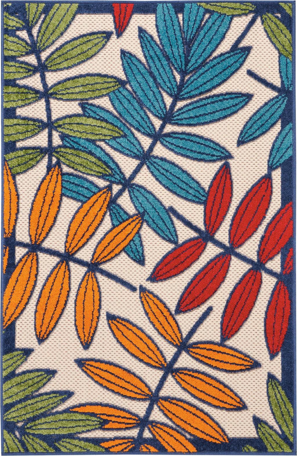 6?x 9? Multicolored Leaves Indoor Outdoor Area Rug - AFS