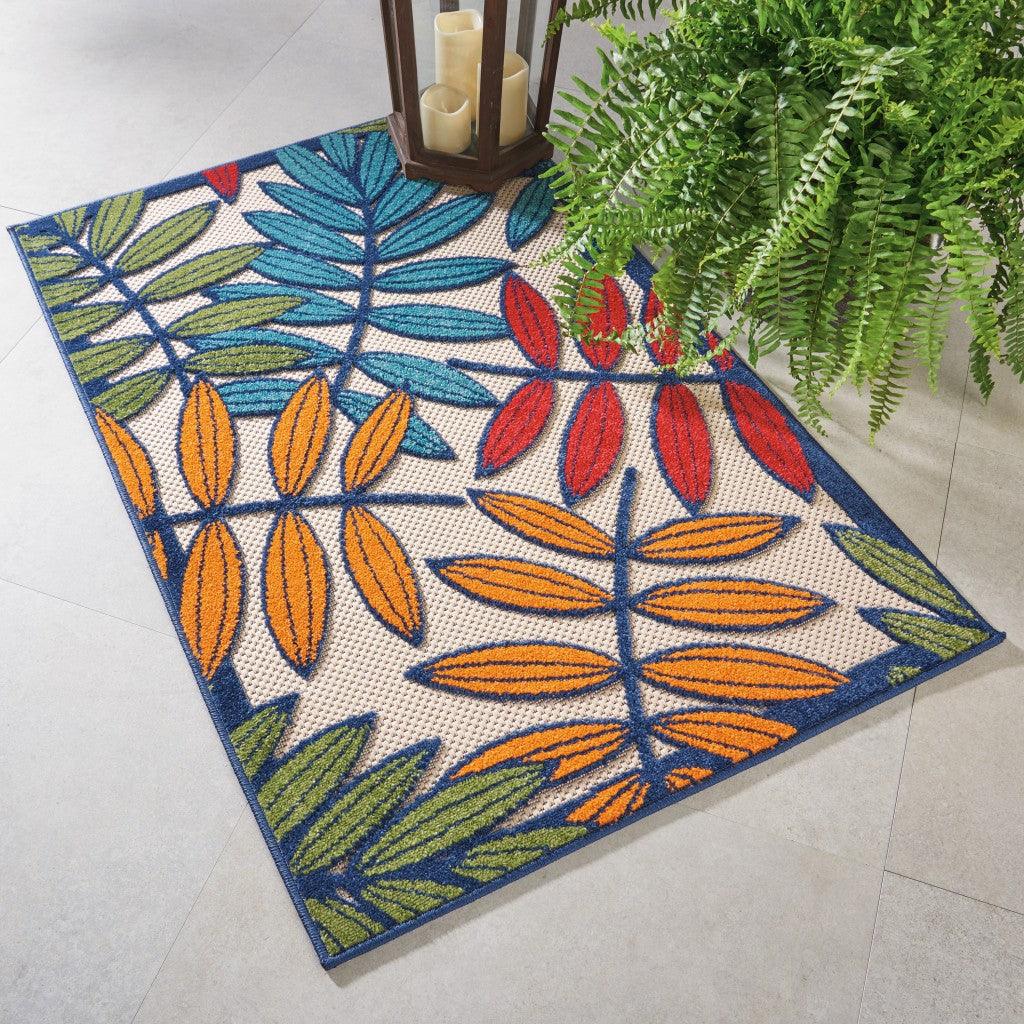 6?x 9? Multicolored Leaves Indoor Outdoor Area Rug - AFS