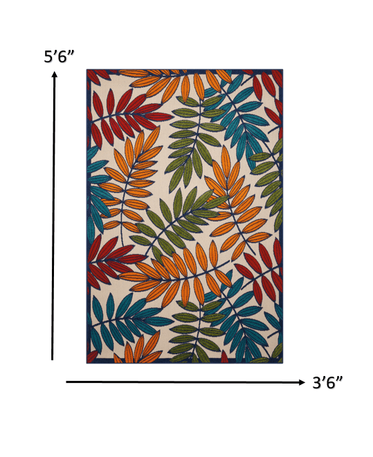 6?x 9? Multicolored Leaves Indoor Outdoor Area Rug - AFS