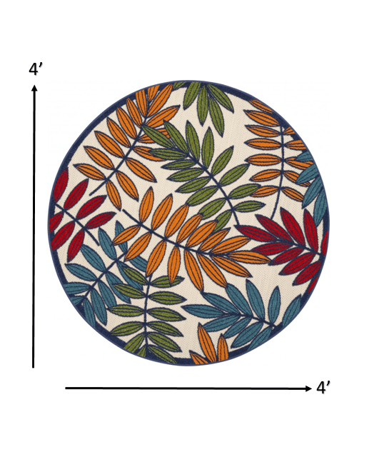 6?x 9? Multicolored Leaves Indoor Outdoor Area Rug - AFS